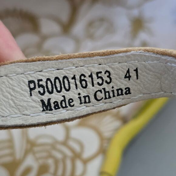 Fly London Yellow Leather Mary Jane Wedge Shoes Women Size 41 Comfort Cutout - Picture 10 of 15